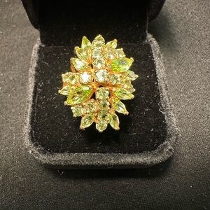 Gold Plated Silver Peridot Cluster Ring